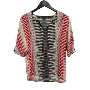 Tart Shirt Size XS V Neck Short Sleeve Zig Zag Pattern Multicolor Eclectic Tee